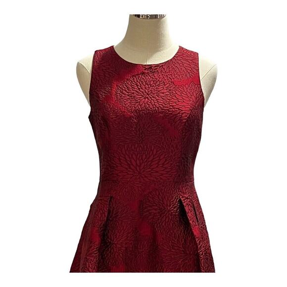 Shoshanna Midnight Coraline Red Jacquard Print Sleeveless High-Low Dress Sz 8 - Picture 3 of 16